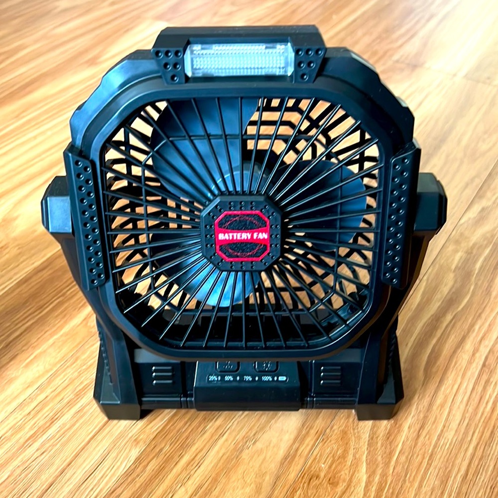 Portable Battery Operated Fan Rechargeable Camping Fan with LED - 25H Battery